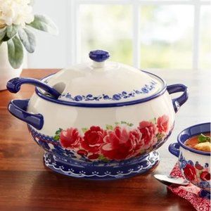The Frontier Rose Cobalt 3.17-Quart Soup Tureen with Ladle